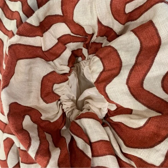 Magaschoni size Large 100% Linen Dress Puffy Sleeves Pockets Lined Rust Tan - Picture 7 of 8